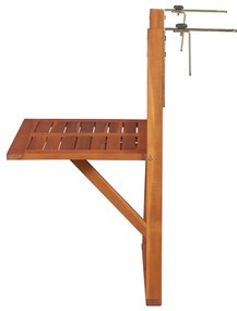 Tavolo da balcone sospeso 64,5x44x80 cm in massello di acacia