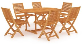 Set da pranzo da giardino 7 pz in legno massello di teak