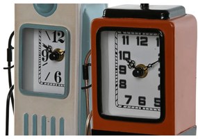 Orologio da Tavolo Home ESPRIT Azzurro Arancio Metallo Cristallo Vintage 12 x 7,5 x 32 cm (2 Unità)