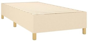 Letto a molle con materasso e led crema 90x190 cm in tessuto