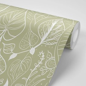 Carta da parati – Foglie magiche in versione verde