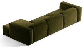 Divano angolare verde (con penisola a destra/con chaise lounge) con rivestimento in velluto a coste Bergamo – Cosmopolitan Design