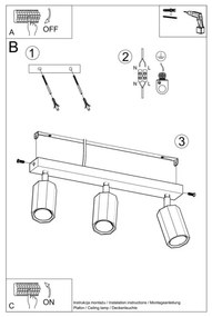 Sollux SL.1030 - Faretto ZEKE 3xGU10/40W/230V quercia