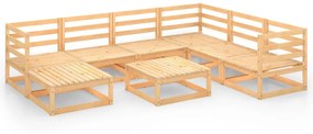 Set divani da giardino 8 pz in legno massello di pino