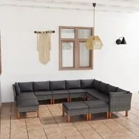 Set Divani da Giardino 12 pz con Cuscini in Polyrattan Grigio cod mxl 40903