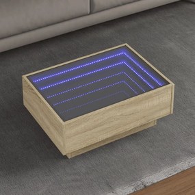 Tavolino Salotto Con Led Rovere Sonoma 70x50x30 Cm Multistrato /