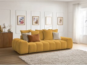 Divano color senape con rivestimento in ciniglia 278 cm Everest – Bobochic Paris