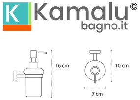 Kamalu - Dispenser di sapone bagno in acciaio inox satinato e vetro | Monde-S
