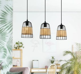 Lampadario Natura Anwick marrone paralume marrone 3x E27 Ø0cm EGLO