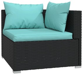 Set salotto da giardino 8 pz con cuscini in polyrattan nero