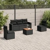 Set Divano da Giardino 6 pz con Cuscini Nero in Polyrattancod mxl 111644