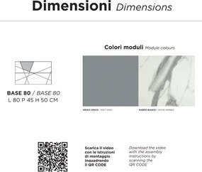 Mobile da bagno sospeso moderno base 80 CRIZIA con lavabo GRIGIO OPACO