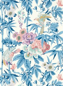 Sanderson Carta da parati Bamboo and Birds - China Blue/ Lotus Pink