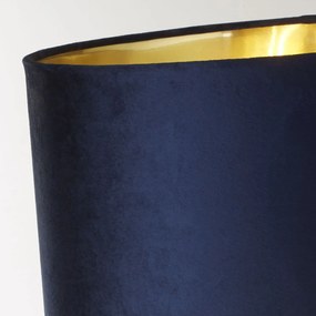 Lampada Da Scrivania Whitby Metallo Cromo Tessuto Blu Scuro 1 Luce E27
