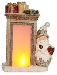 Statua Decorativa Babbo Natale Luce LED 20 x 45 x 32 cm Ceramica Marrone Bianco