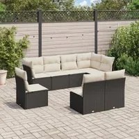 Set Divani da Giardino con Cuscini 8 pz Nero in Polyrattan 3217756