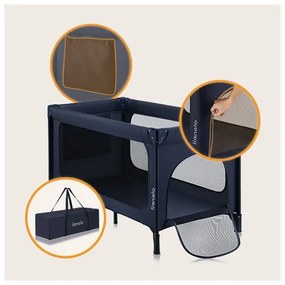 Lionelo - Lettino da viaggio JASMIN EASY FOLD Blu navy