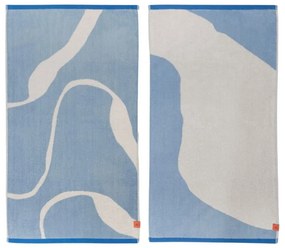 Asciugamani bianchi e blu in set da 2 pezzi in cotone biologico 50x90 cm Nova Arte - Mette Ditmer Denmark