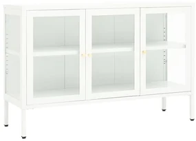 Credenza bianca 105x35x70 cm in acciaio e vetro