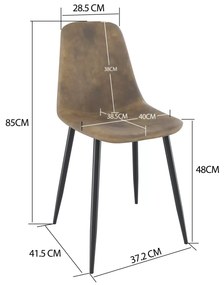 Zarate - Set di 4 sedie in ecopelle marrone