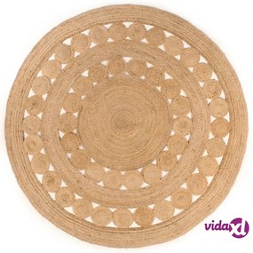 vidaXL Tappeto in Iuta con Design Intrecciato 210 cm Rotondo