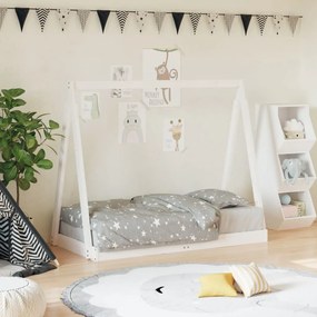 Giroletto Per Bambini Bianco 70x140cm İn Legno Massello Di Pino /