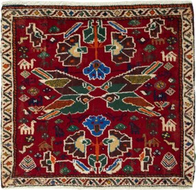 Shiraz Tappeto persiano 70 x 70 Rosso (Iran) Annodato A Mano