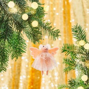 Decorazione per albero di natale in tessuto fatta a mano 13 cm Pink Princess Fairy Mouse – Sass &amp; Belle