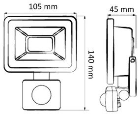 Proiettore LED con sensore, 20W, 230V, IP65