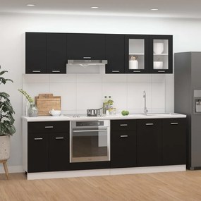 Set armadi da cucina 8 pz nero in truciolato