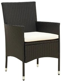 Set da Pranzo da Giardino 5 pz con Cuscini in Polyrattan Nero