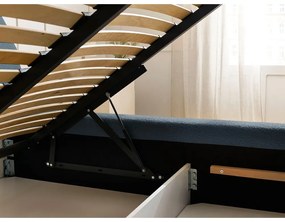 Letto matrimoniale in blu scuro imbottito con spazio contenitivo con rete inclusa 180x200 cm Orlane – Bobochic Paris