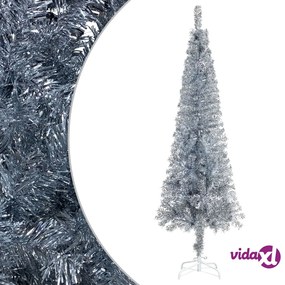 vidaXL Albero di Natale Sottile Argento 210 cm