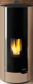 Palazzetti Nina 8 Stufa A Pellet Ecofire ad Aria con porta in vetro stondata acciaio Caffellatte