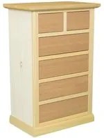 Cassettiera classica 6 cassetti in legno grezzo 63x37x93 - Mobili 2G