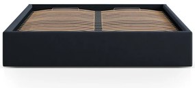 Letto matrimoniale imbottito blu scuro con contenitore/senza testiera con rete inclusa 140x200 cm Susan – Micadoni
