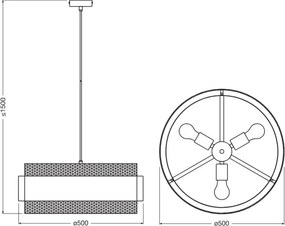 Osram - Lampadario a sospensione su cavo DECOR HORNET 3xE27/10W/230V Ø 50 cm nero/oro
