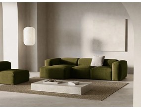 Divano angolare verde (con penisola a sinistra/con chaise lounge) con rivestimento in velluto a coste Bergamo – Cosmopolitan Design