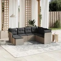 Set Divani da Giardino 7pz con Cuscini Grigio Chiaro Polyrattan 3263218