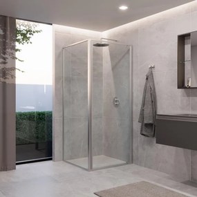 Porta doccia L 96-99 cm x H 200 cm, per nicchia in vetro trasparente SP. 8 mm, profilo argento