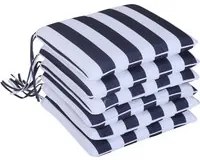 Set 6 Cuscini per Sedia Sfoderabili 100% Poliestere Bianco e Blu 42x42x5 cm