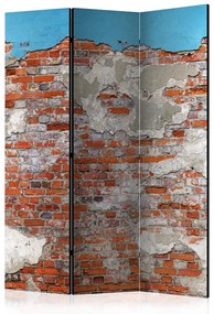 Paravento Segreti del Muro (3 parti) - composizione con texture di mattoni rossi