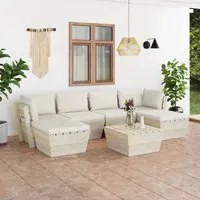 Set Divani da Giardino su Pallet 7 pz con Cuscini Legno Abete 3063578