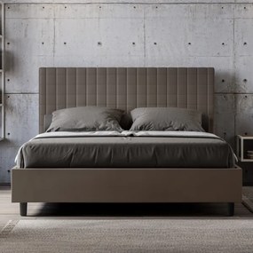 Letto matrimoniale contenitore imbottito 160x190 similpelle cappuccino Sunny