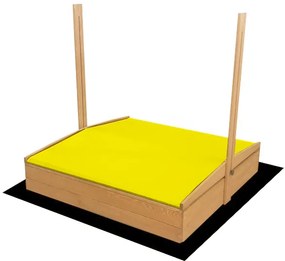 Sabbiera per bambini con tetto - giallo 120 x 120 cm