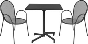 OPERA - set tavolo in alluminio cm 70 x 70 x 73 h con 2 poltrone Maris