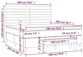 Giroletto a Molle con Materasso Grigio Scuro 180x200 cm Velluto