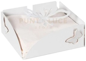 Portatovaglioli farfalloso bianco marmo in ferro 17x17px8hcm
