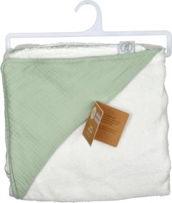 Asciugamano in mussola verde con cappuccio 75x75 cm - Bébé Douceur