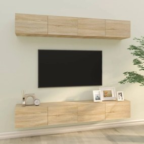 Mobili porta tv a parete 4 pz rovere sonoma 100x30x30 cm